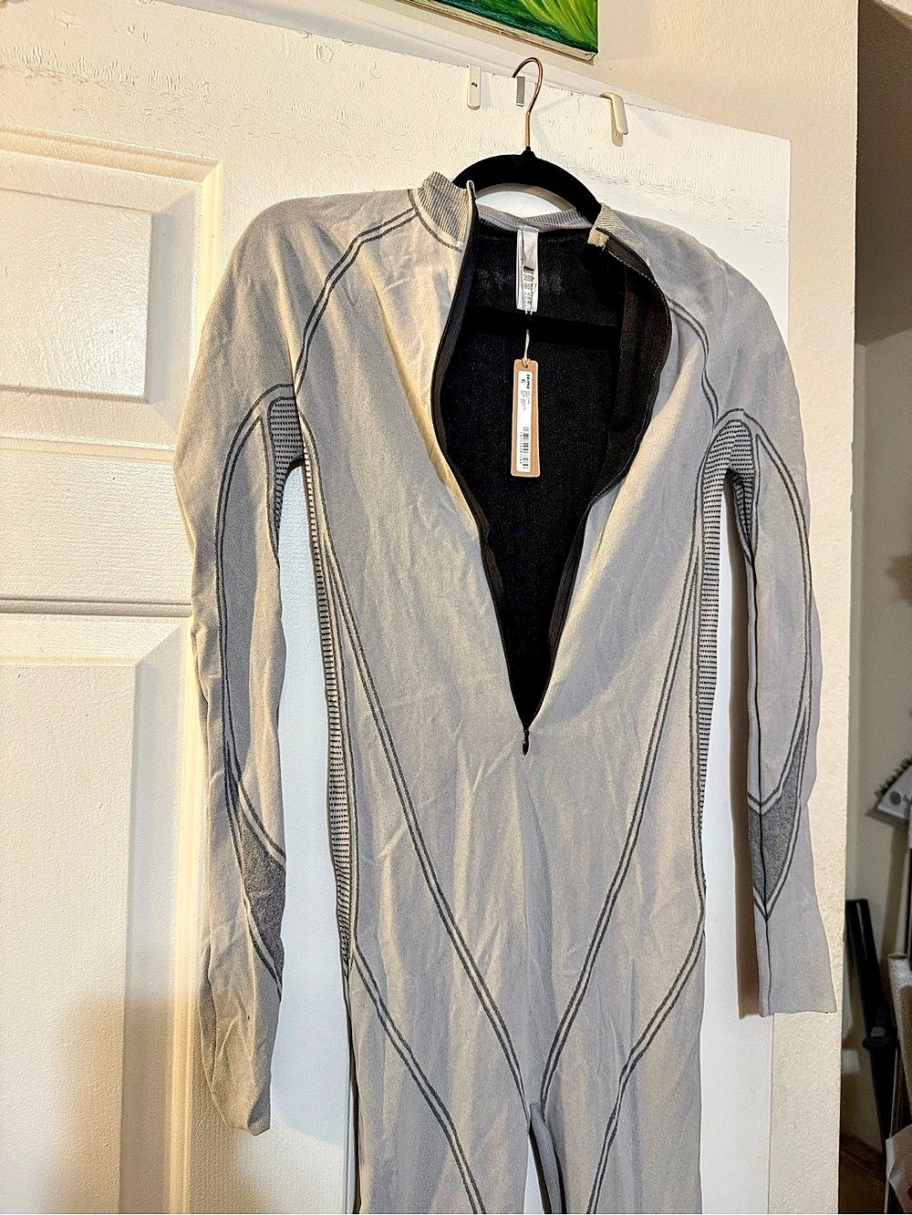 SKIMS Gray & Black Geometric Jumpsuit NWT